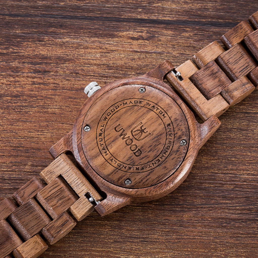 Carolina Panthers Wooden Wristwatch - Chronograph Mahogany and Walnut Watches